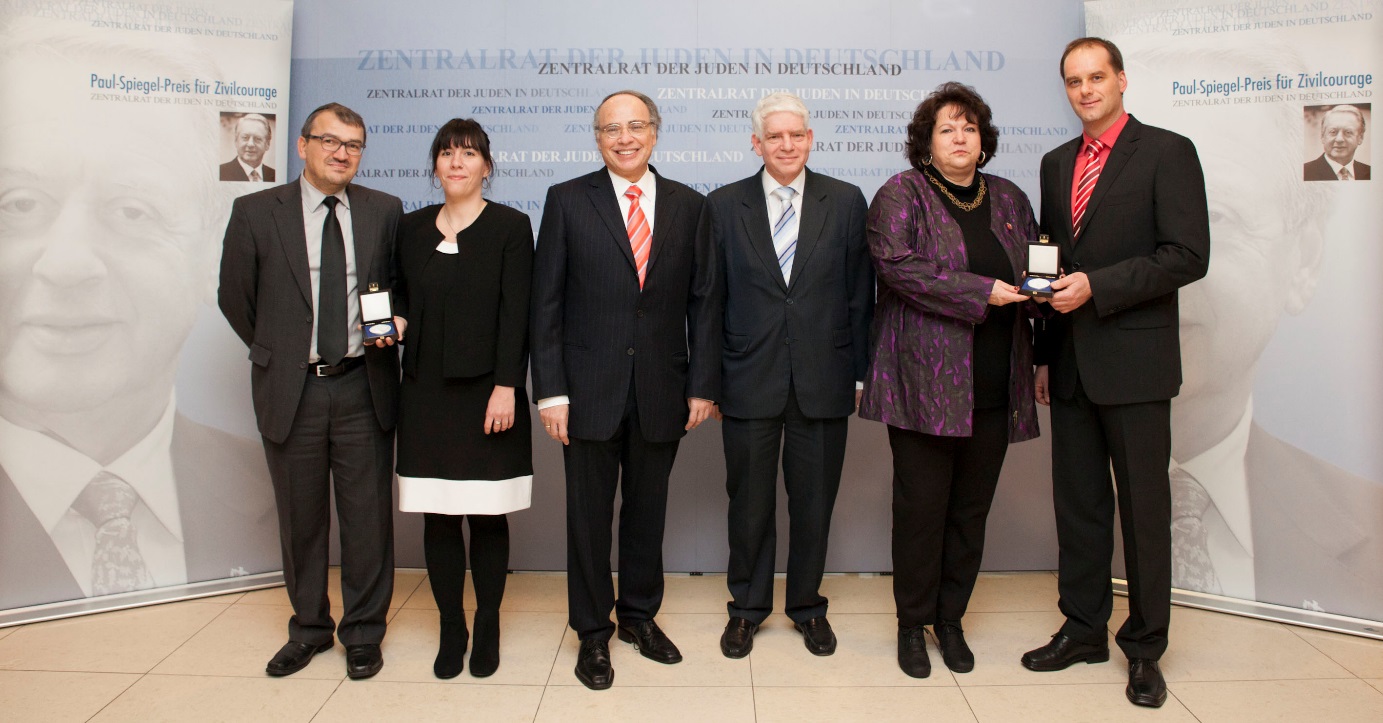 v.l. Aycan Demirel, Anne Goldenbogen, Dr. Dieter Graumann, Dr. Josef Schuster, Ute Lindenau,        Andreas Cordt 