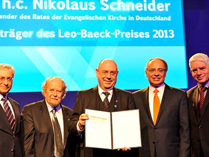 v.l.n.r. Prof. Salomon Korn, Rabbiner Brandt, Dr. h. c. Nikolaus Schneider, Dr. Dieter Graumann, Dr. Josef Schuster